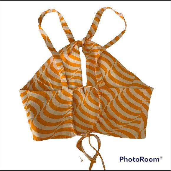 Zara Retro Orange Zebra Halter Top - Picture 3 of 6